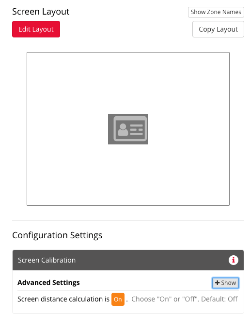 Screenshot of the Screen Calibration Zone and configuration settings in the Task Builder