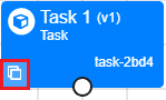 Task node with duplicate icon in bottom left corner